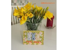 Stickdatei ITH - Postkarte Hasenreihe Frohe Ostern